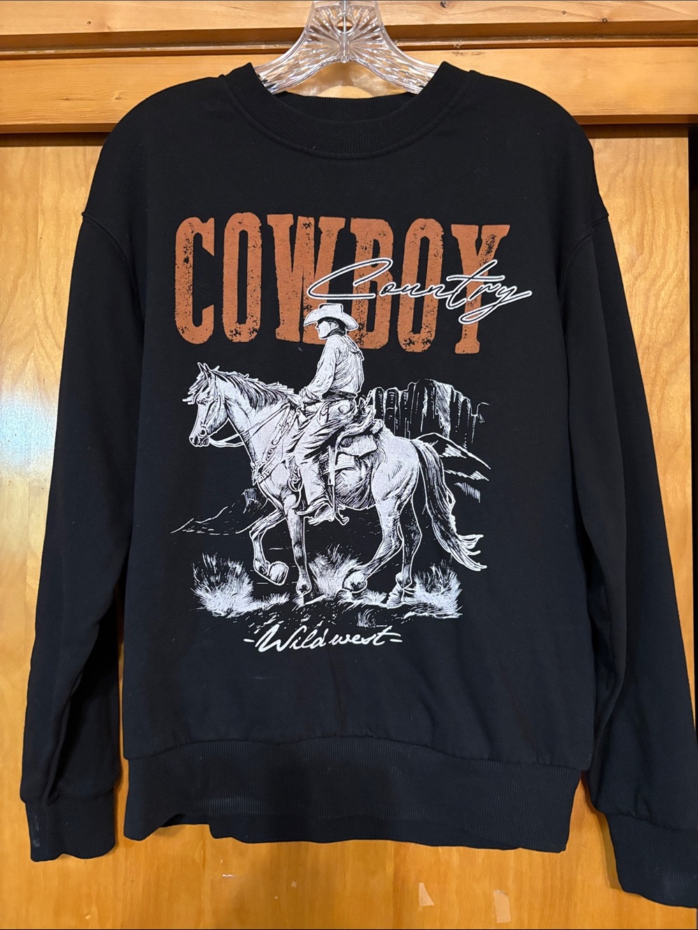 Black Cowboy Country Graphic Crewneck Sweatshirt